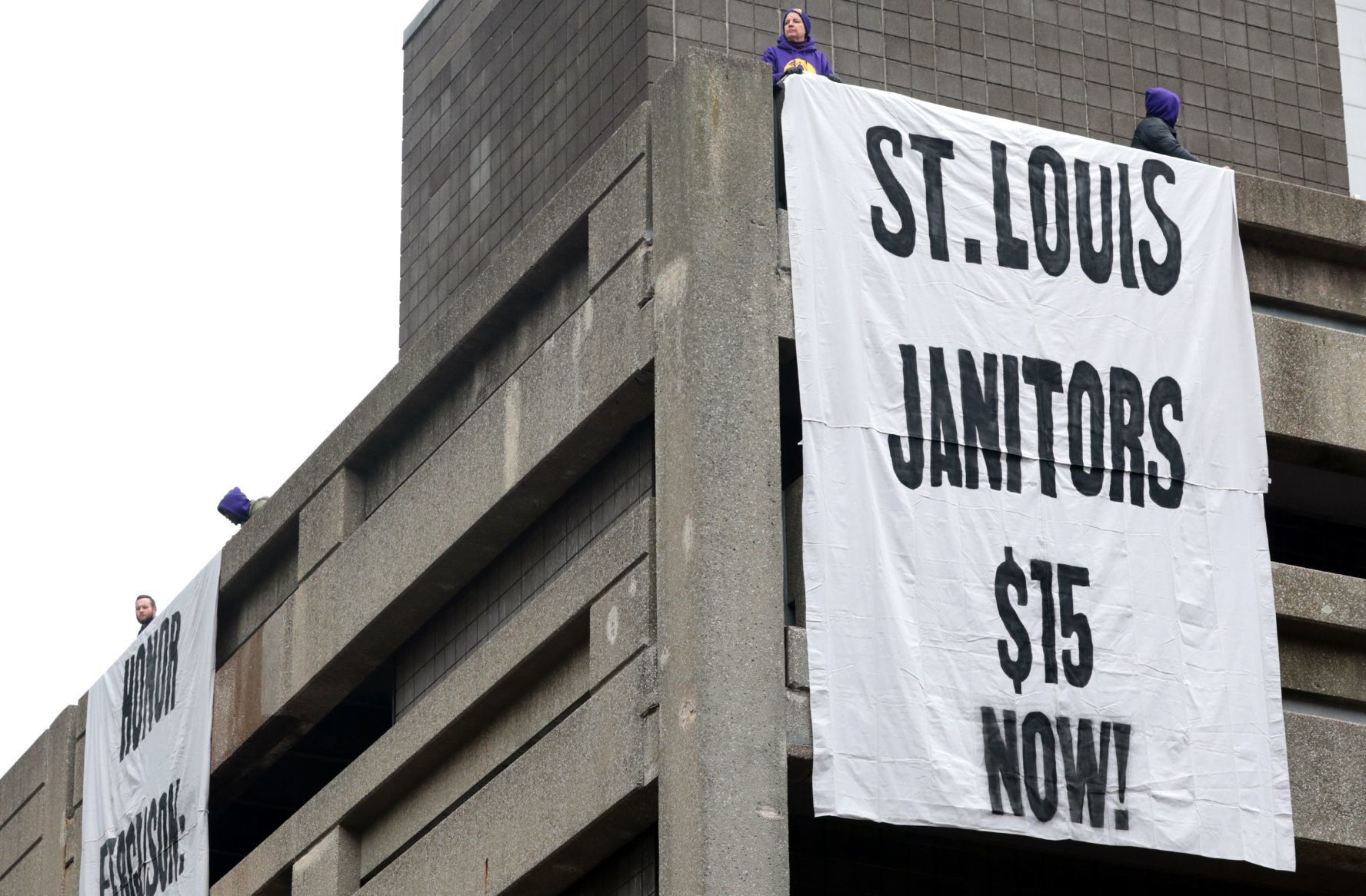 Arrests made as protesters call for pay raise for local janitors
